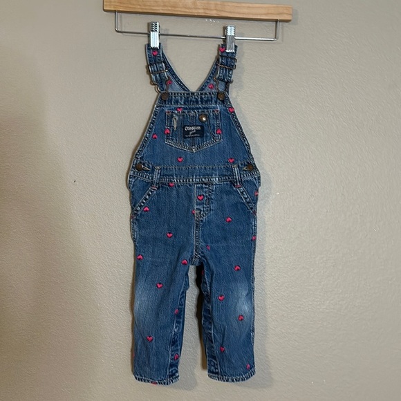 Oshkosh B’gosh Heart Bib Overalls with Snaps for Changing-Size 12 Mo - Picture 2 of 6